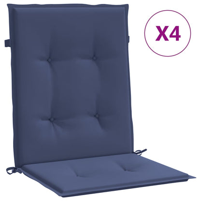 Cuscini Sedia Schienale Basso 4 pz Blu Marino in Tessuto | homemem39
