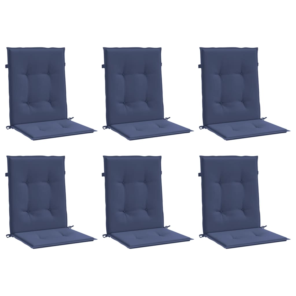 Cuscini Sedia Schienale Basso 6 pz Blu Marino in Tessuto | homemem39