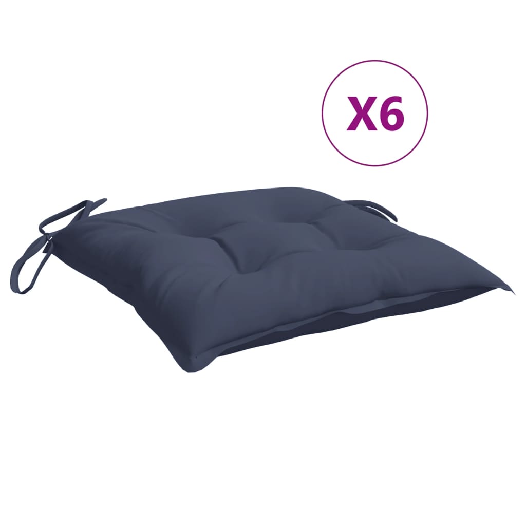 Cuscini per Sedia 6 pz Blu Marino 40x40x7 cm in Tessuto Oxford | homemem39