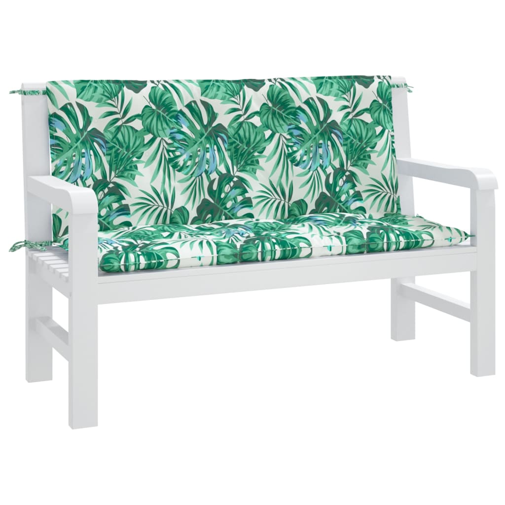 Cuscini Panca Giardino 2 pz a Foglie 120x50x7 cm Tessuto Oxford | homemem39