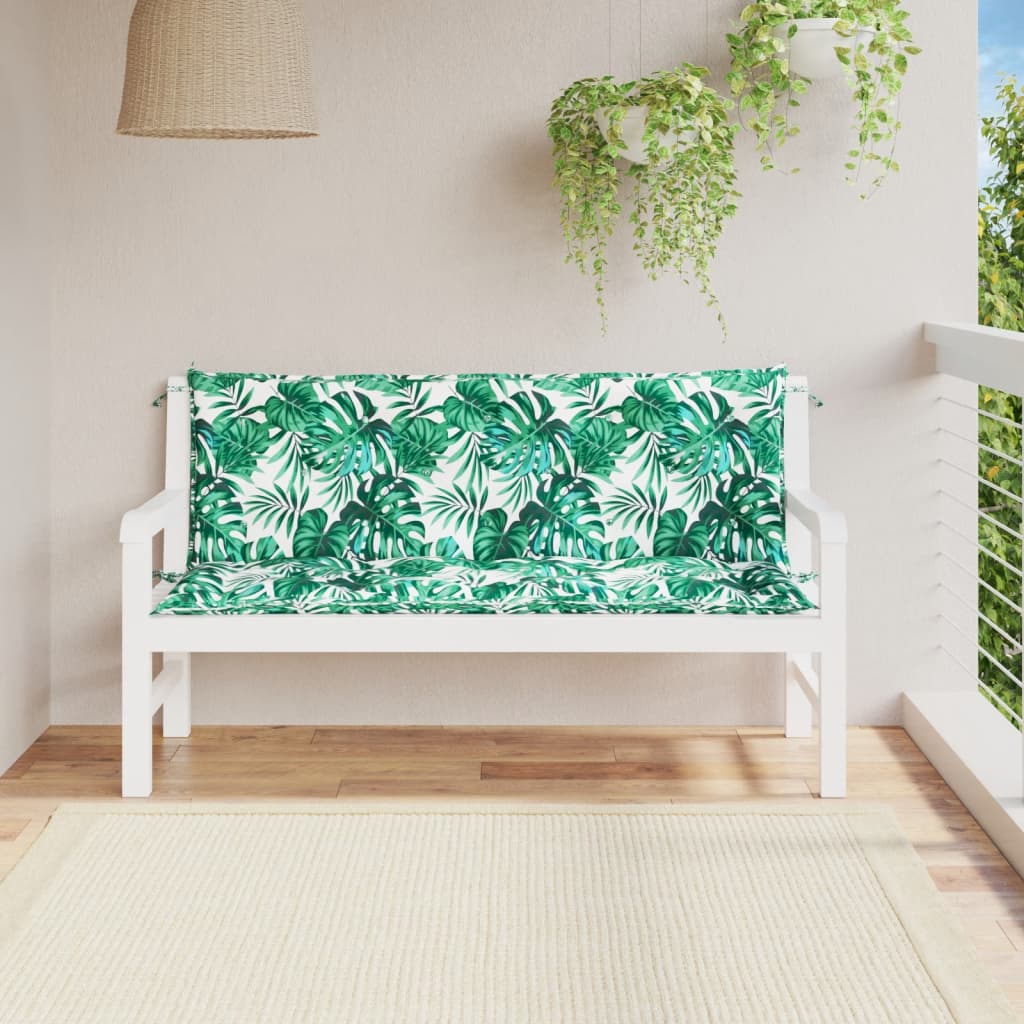 Cuscini Panca Giardino 2 pz a Foglie 150x50x7 cm Tessuto Oxford | homemem39
