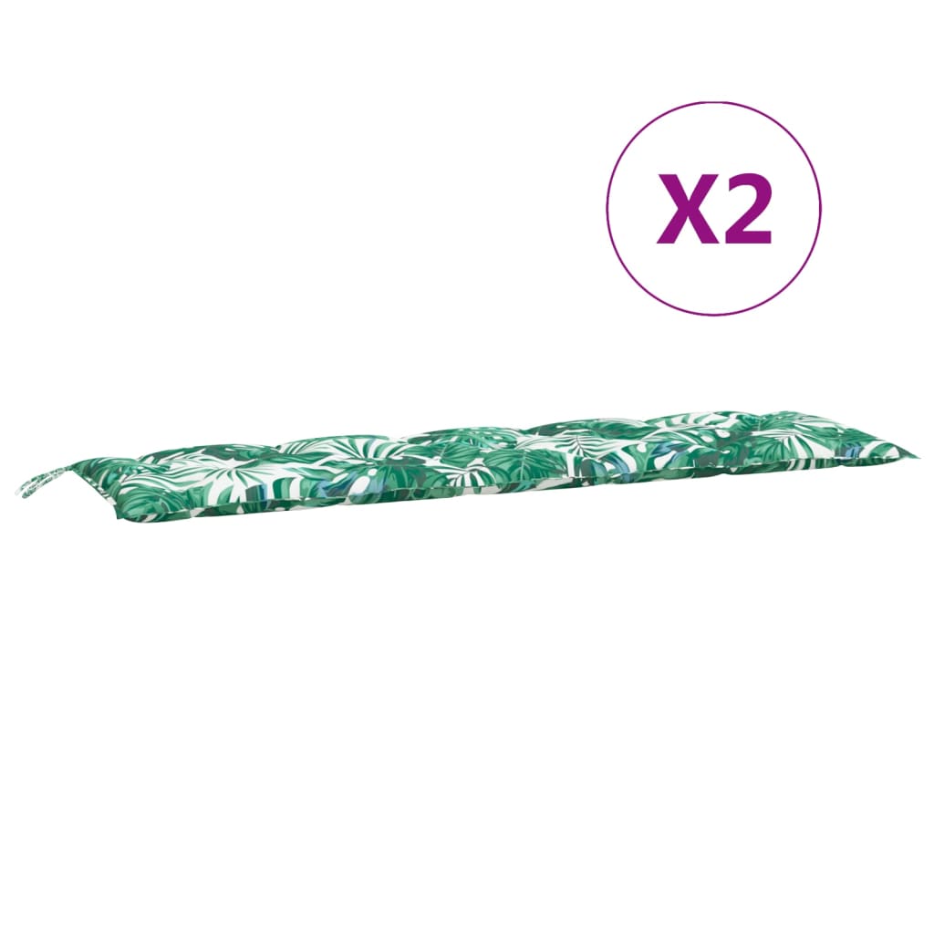 Cuscini Panca Giardino 2 pz a Foglie 180x50x7cm Tessuto Oxford | homemem39