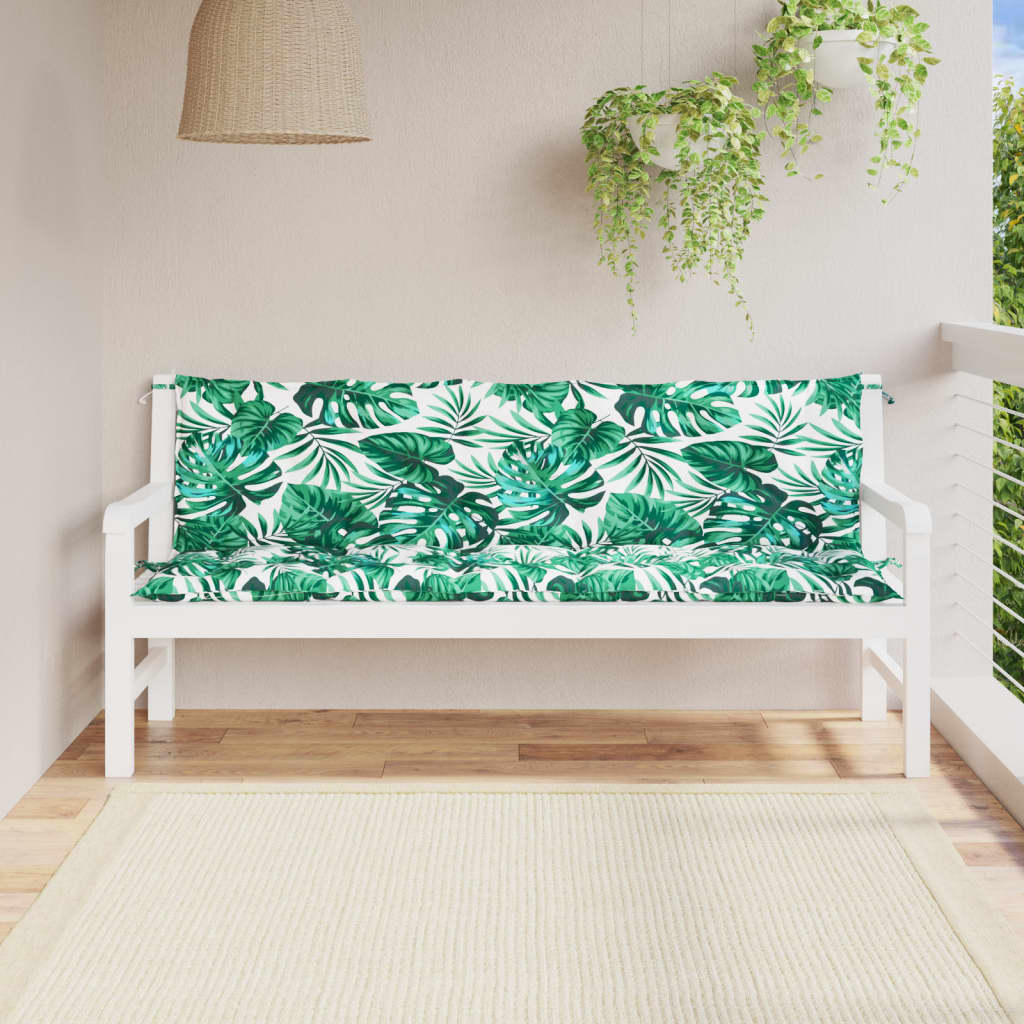 Cuscini Panca Giardino 2 pz a Foglie 180x50x7cm Tessuto Oxford | homemem39
