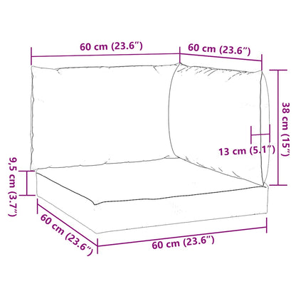 Cuscini per Pallet 3 pz Motivo a Foglie in Tessuto Oxford