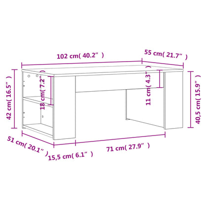 Tavolino da Salotto Nero 102x55x42 cm in Legno Multistrato | homemem39