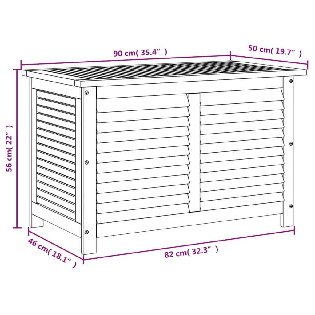 Contenitore Giardino con Feritoia 90x50x56cm Massello Acacia - homemem39