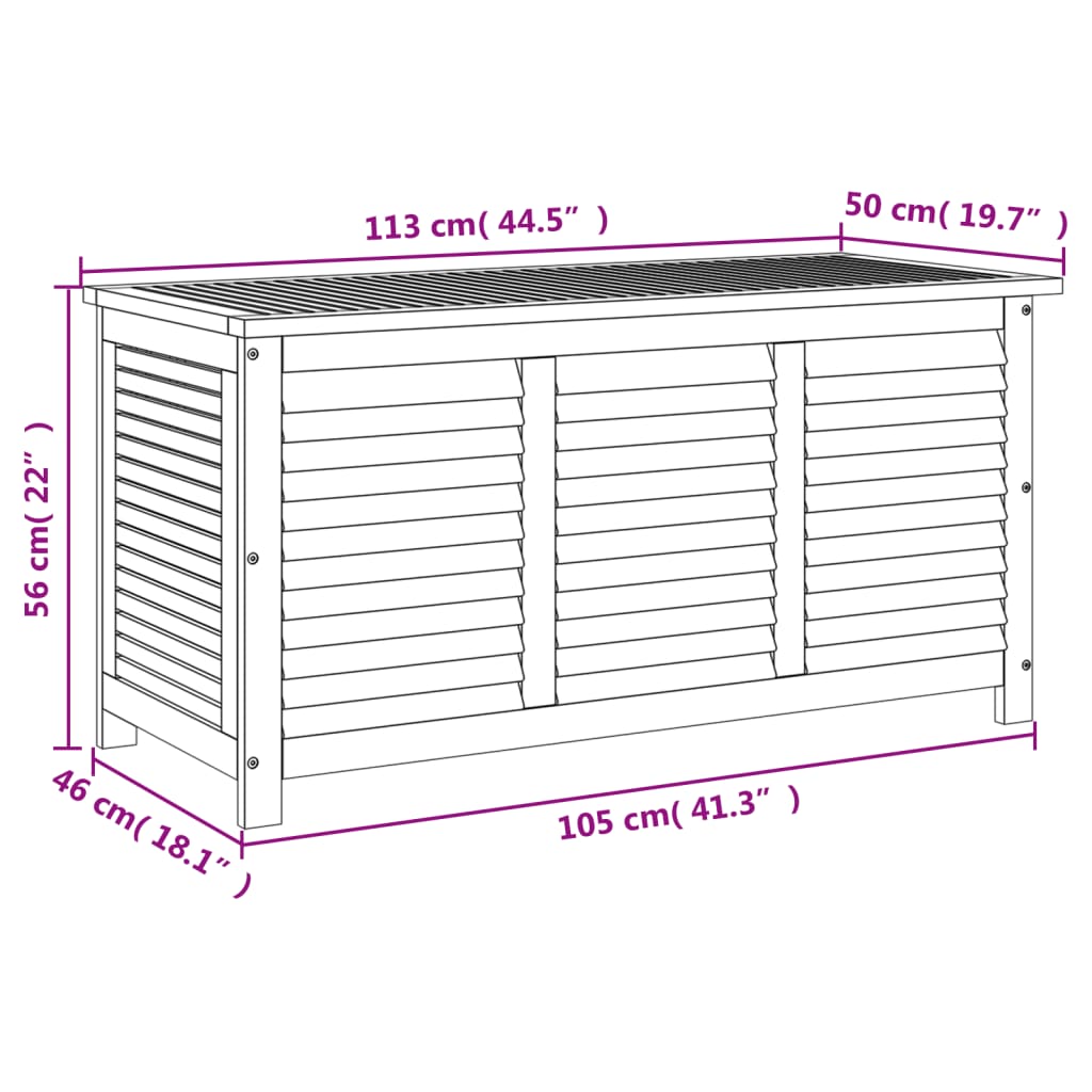 Contenitore Giardino con Feritoia 113x50x56cm Massello Acacia - homemem39