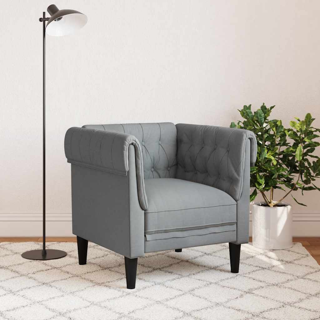 Poltrona Chesterfield Grigio Chiaro in Tessuto | homemem39