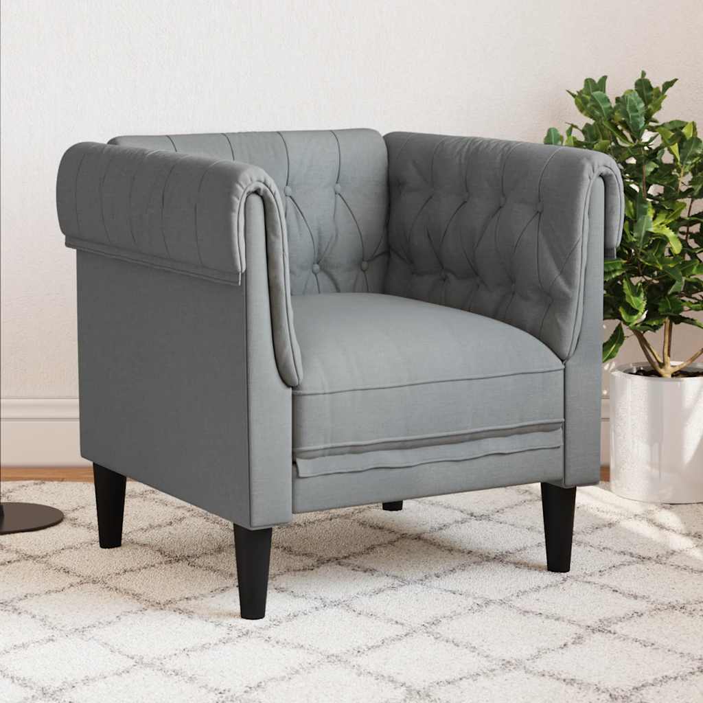 Poltrona Chesterfield Grigio Chiaro in Tessuto | homemem39