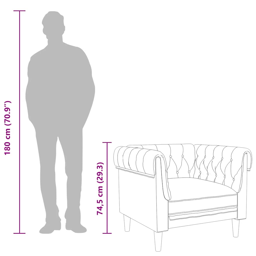 Poltrona Chesterfield Grigio Scuro in Tessuto - homemem39