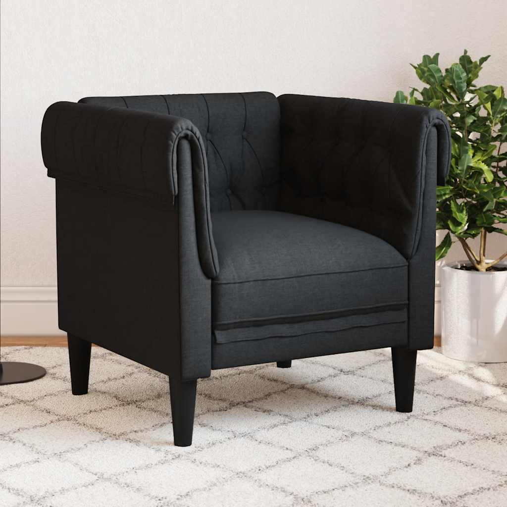 Poltrona Chesterfield Nera in Tessuto | homemem39