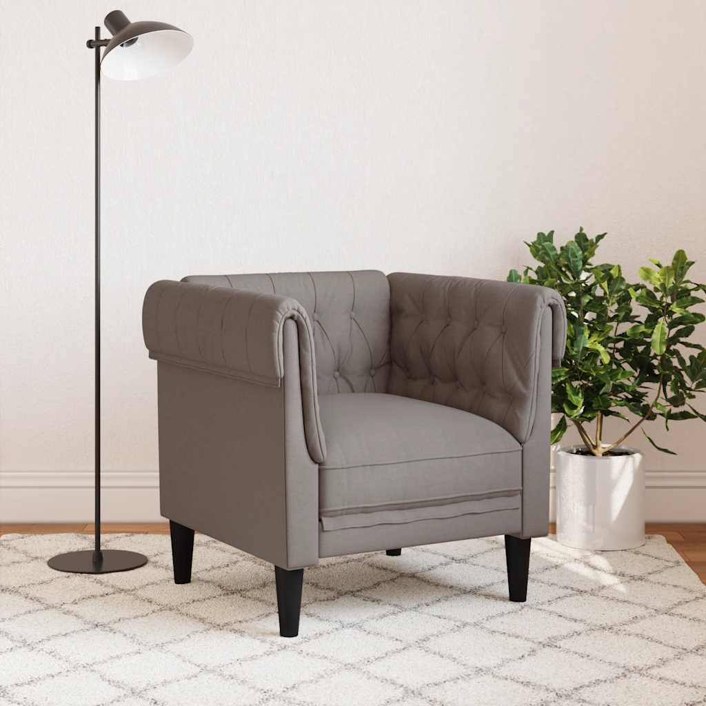 Poltrona Chesterfield Tortora in Tessuto | homemem39