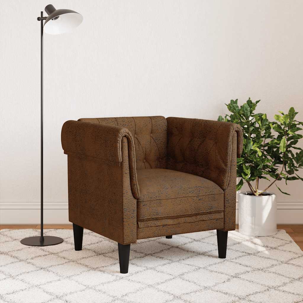 Poltrona Chesterfield Marrone in Tessuto | homemem39