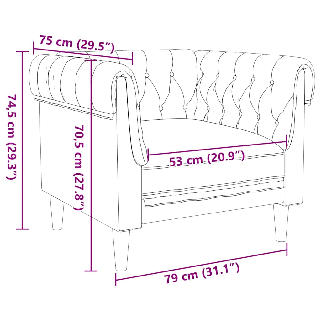 Poltrona Chesterfield Marrone in Tessuto | homemem39