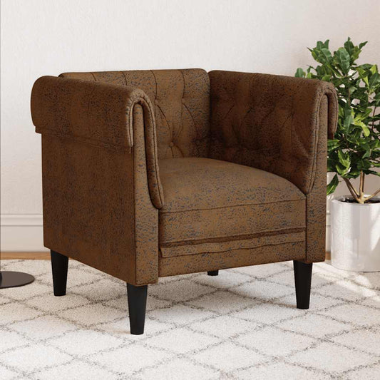 Poltrona Chesterfield Marrone in Tessuto | homemem39