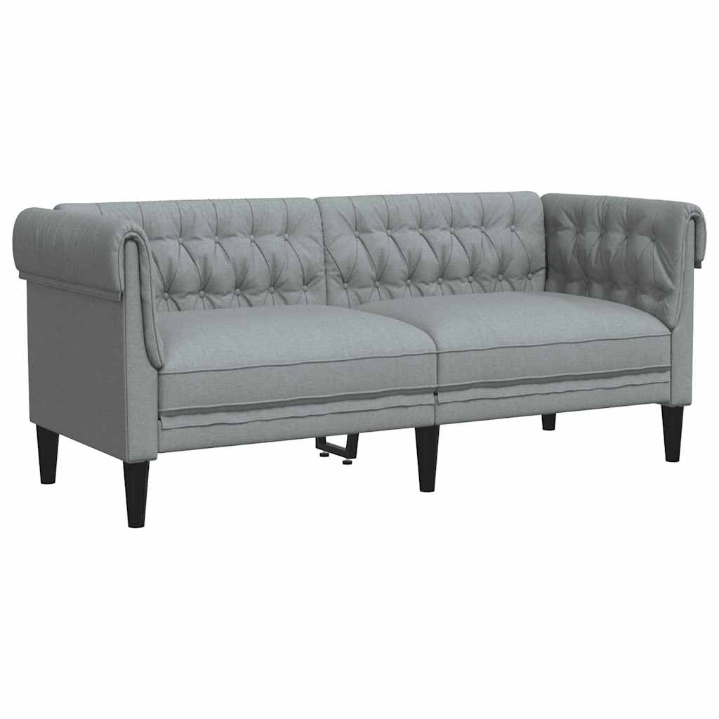 Divano Chesterfield a 2 Posti Grigio Chiaro in Tessuto | homemem39