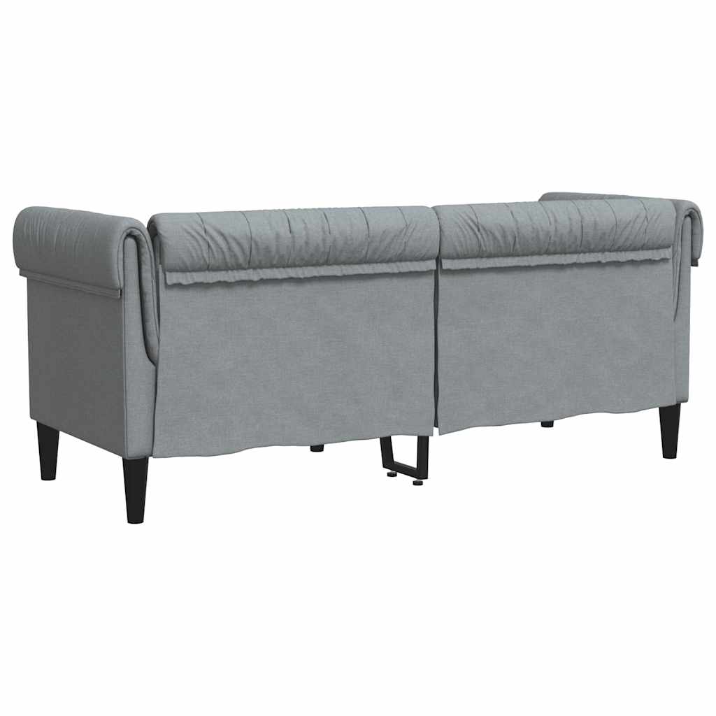 Divano Chesterfield a 2 Posti Grigio Chiaro in Tessuto - homemem39