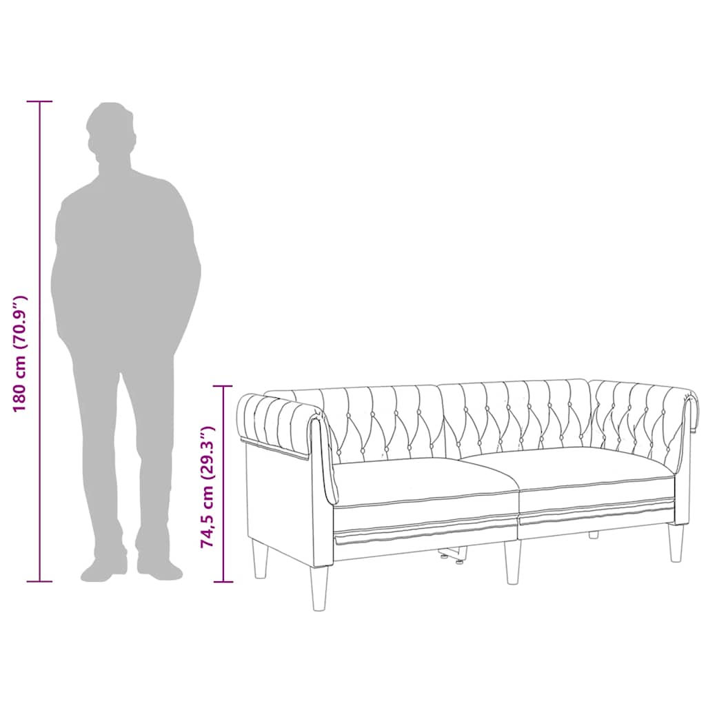 Divano Chesterfield a 2 Posti Grigio Chiaro in Tessuto - homemem39