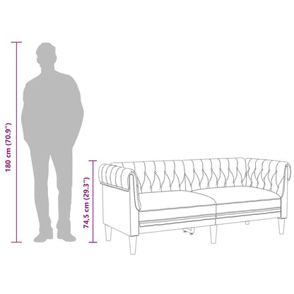 Divano Chesterfield a 2 Posti Grigio Chiaro in Tessuto - homemem39