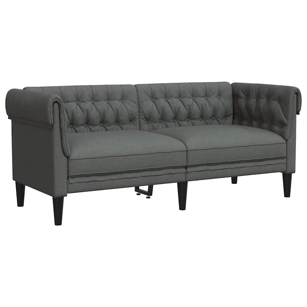 Divano Chesterfield a 2 Posti Grigio Scuro in Tessuto - homemem39