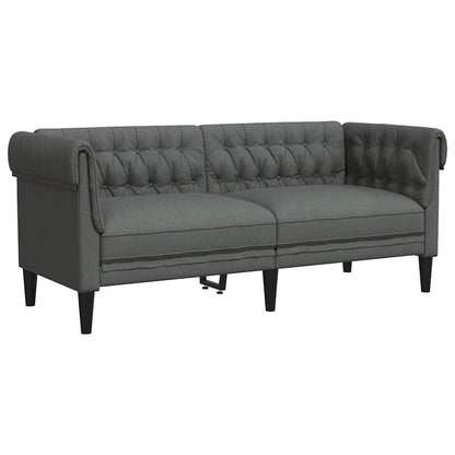 Divano Chesterfield a 2 Posti Grigio Scuro in Tessuto - homemem39