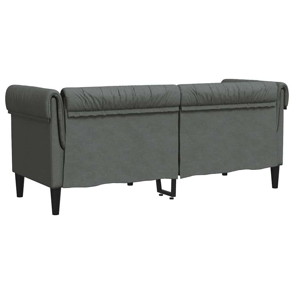 Divano Chesterfield a 2 Posti Grigio Scuro in Tessuto | homemem39