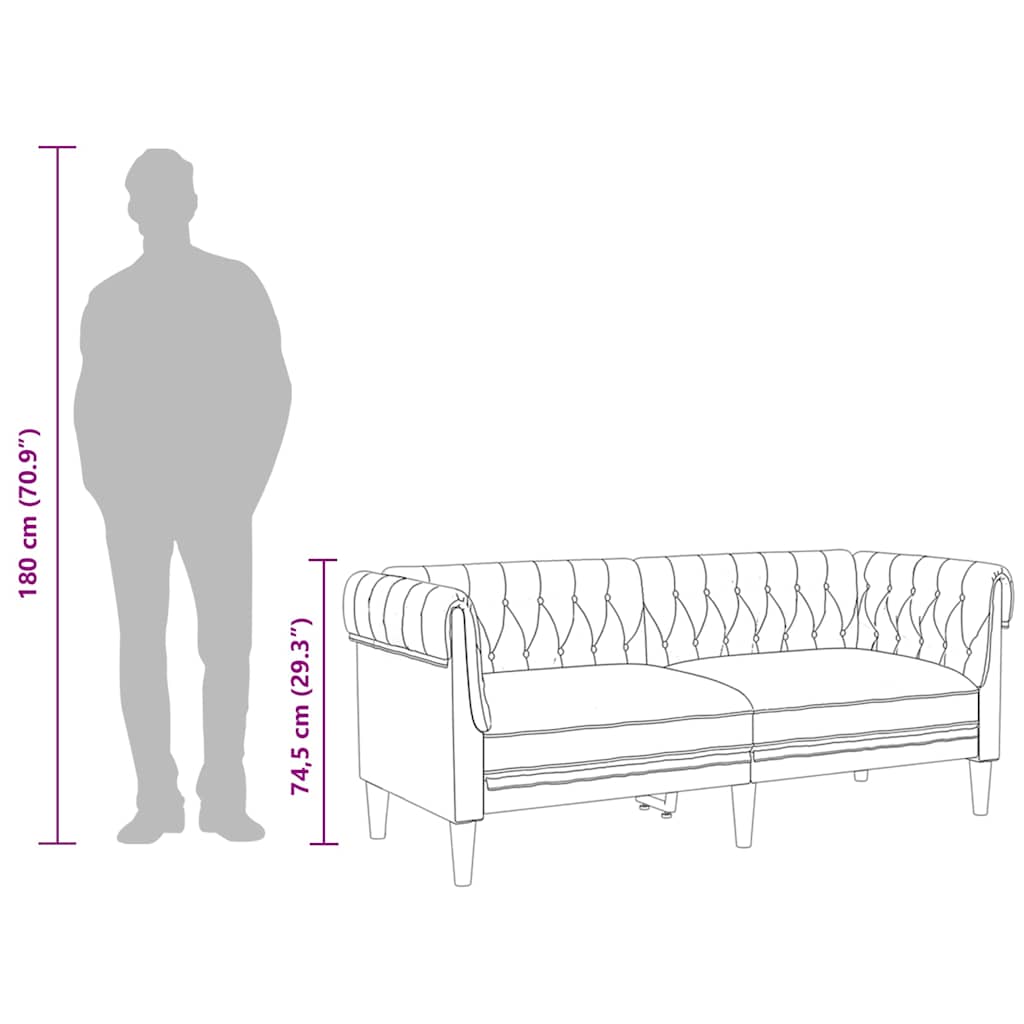 Divano Chesterfield a 2 Posti Grigio Scuro in Tessuto | homemem39