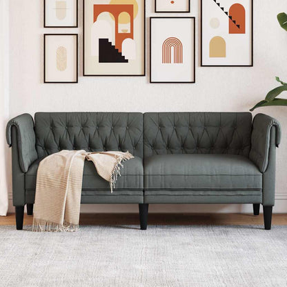 Divano Chesterfield a 2 Posti Grigio Scuro in Tessuto | homemem39