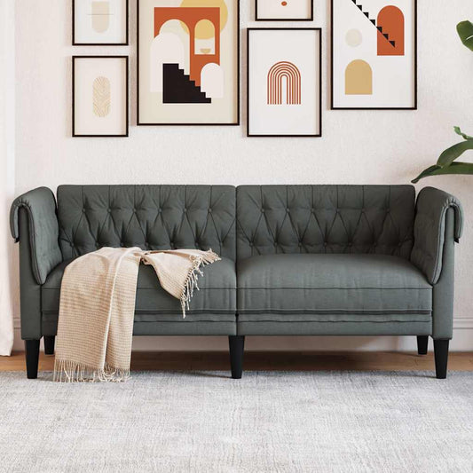 Divano Chesterfield a 2 Posti Grigio Scuro in Tessuto | homemem39