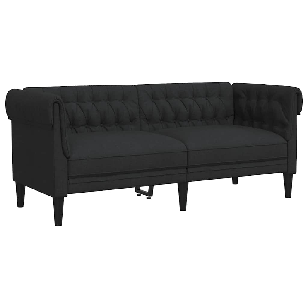 Divano Chesterfield a 2 Posti Nero in Tessuto | homemem39