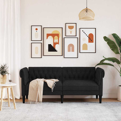 Divano Chesterfield a 2 Posti Nero in Tessuto | homemem39