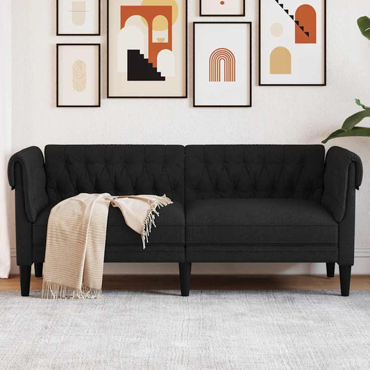 Divano Chesterfield a 2 Posti Nero in Tessuto | homemem39