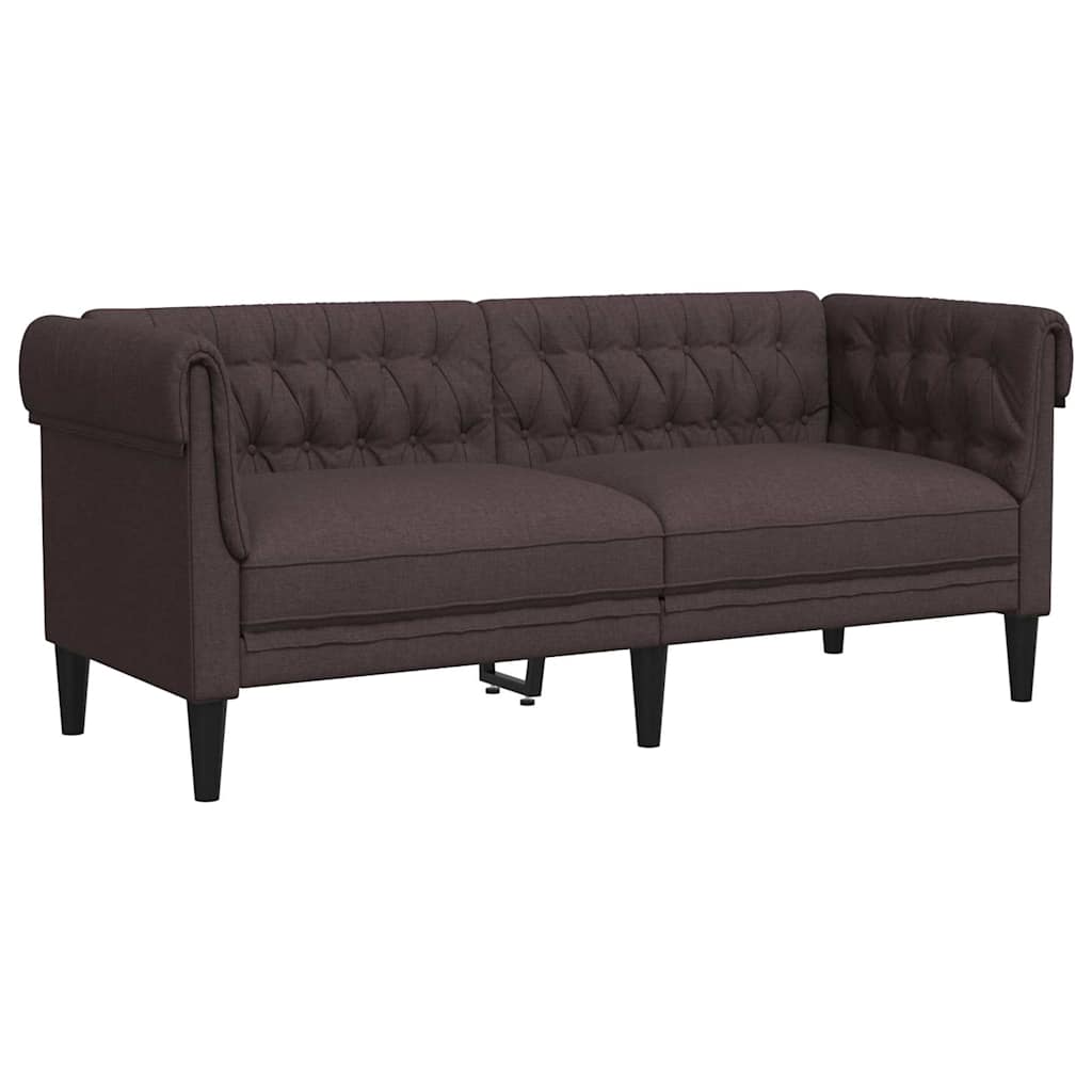Divano Chesterfield a 2 Posti Marrone Scuro in Tessuto | homemem39