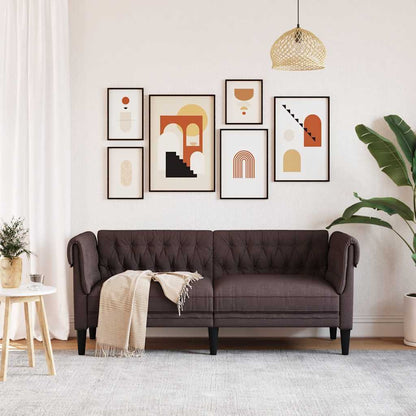 Divano Chesterfield a 2 Posti Marrone Scuro in Tessuto | homemem39