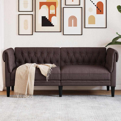 Divano Chesterfield a 2 Posti Marrone Scuro in Tessuto | homemem39