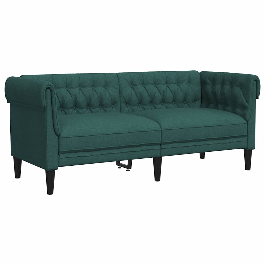 Divano Chesterfield a 2 Posti Verde Scuro in Tessuto - homemem39