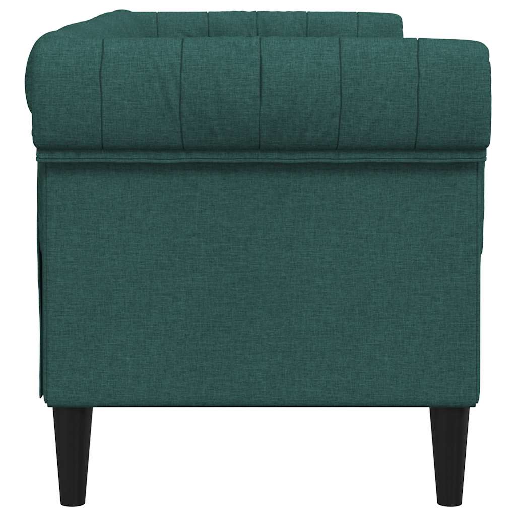 Divano Chesterfield a 2 Posti Verde Scuro in Tessuto - homemem39