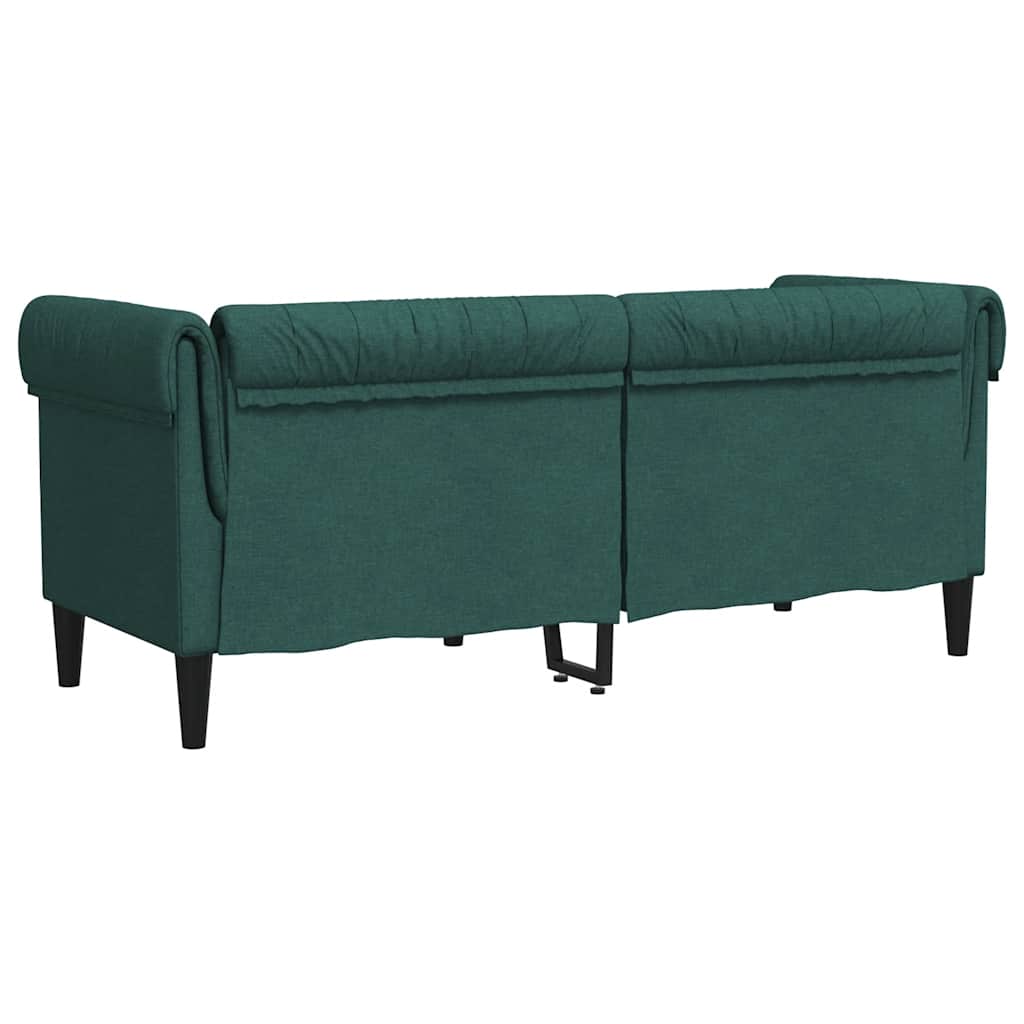 Divano Chesterfield a 2 Posti Verde Scuro in Tessuto - homemem39
