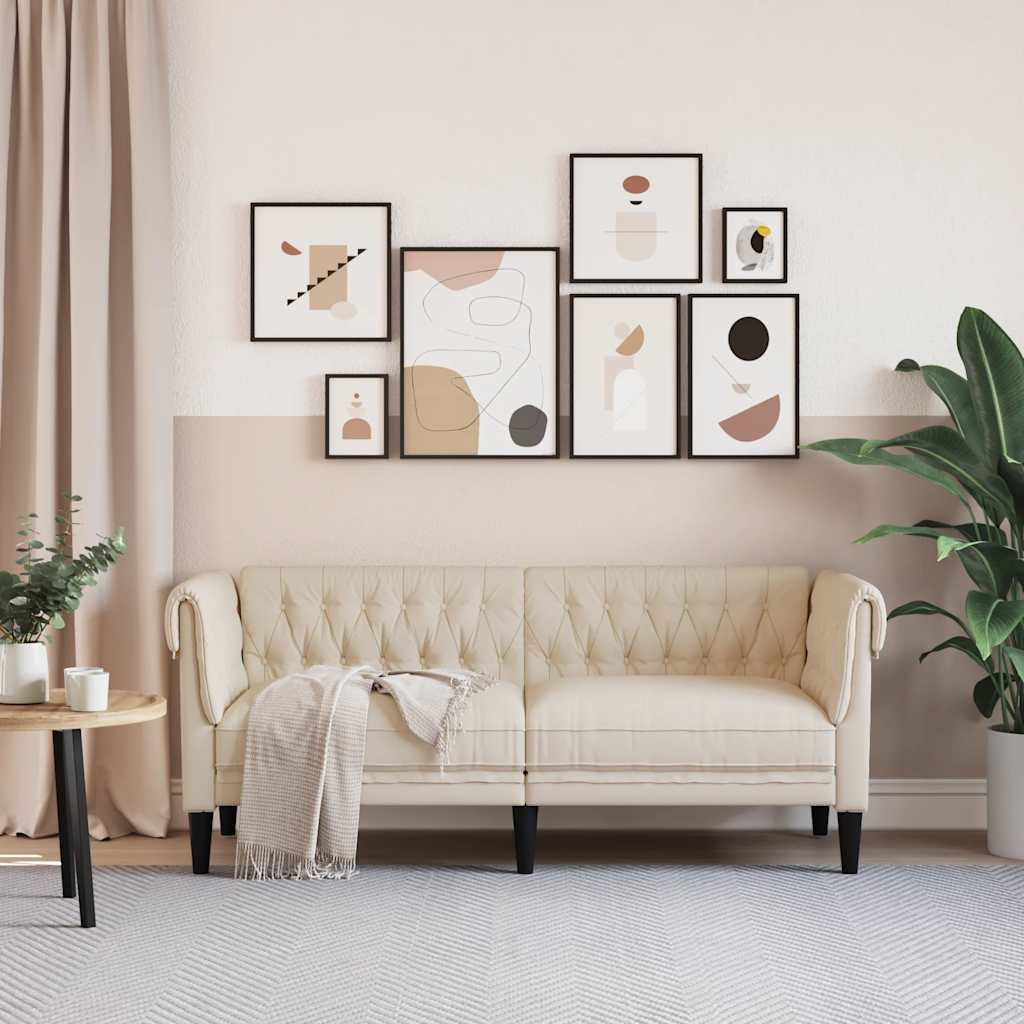 Divano Chesterfield a 2 Posti in Lino | homemem39