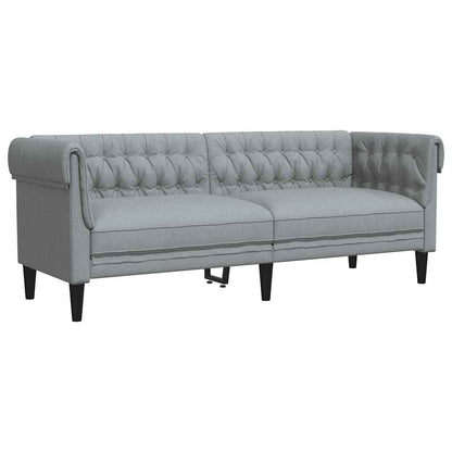 Divano Chesterfield a 3 Posti Grigio Chiaro in Tessuto | homemem39