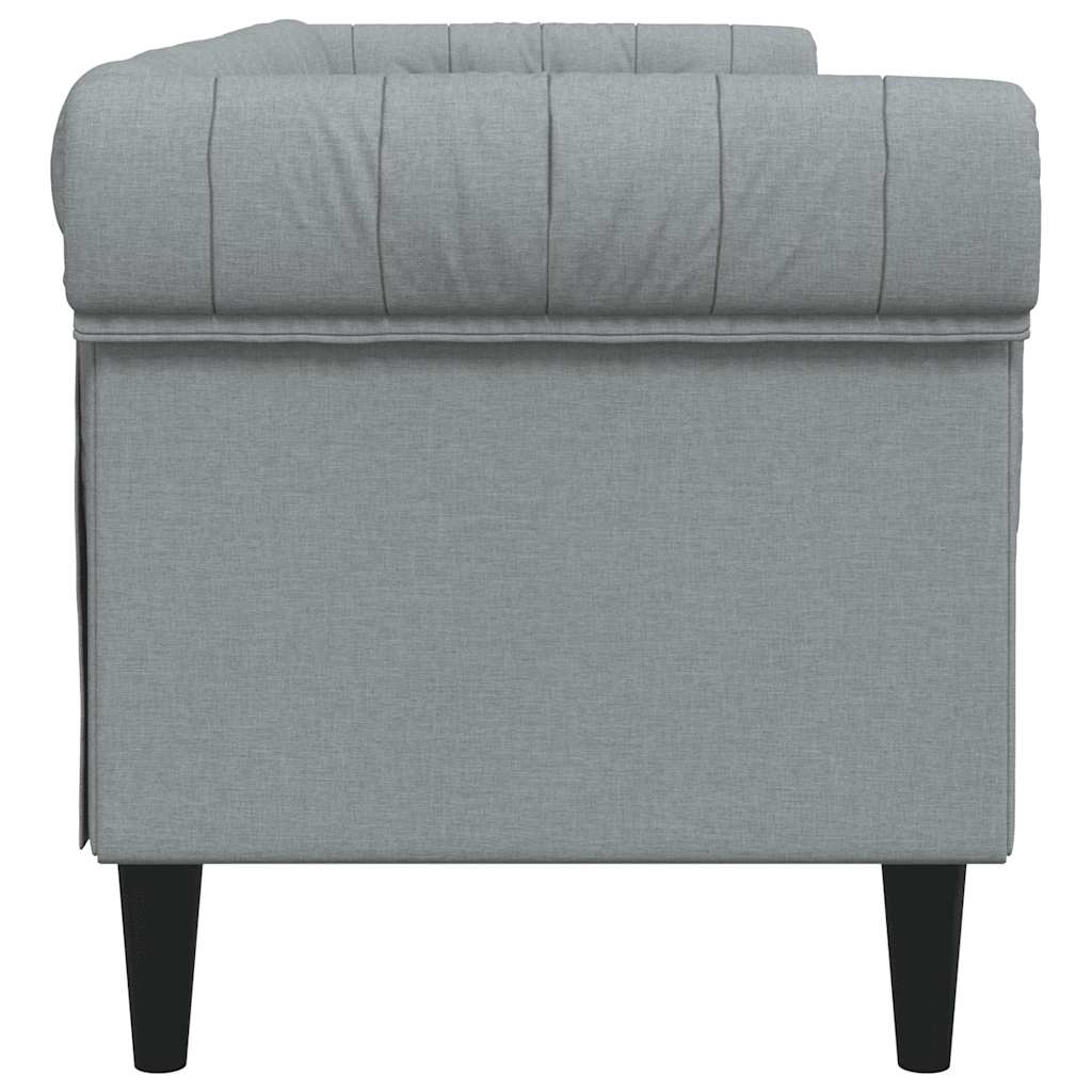 Divano Chesterfield a 3 Posti Grigio Chiaro in Tessuto - homemem39