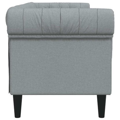 Divano Chesterfield a 3 Posti Grigio Chiaro in Tessuto - homemem39