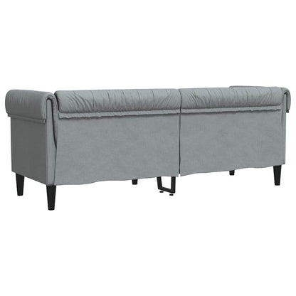 Divano Chesterfield a 3 Posti Grigio Chiaro in Tessuto | homemem39