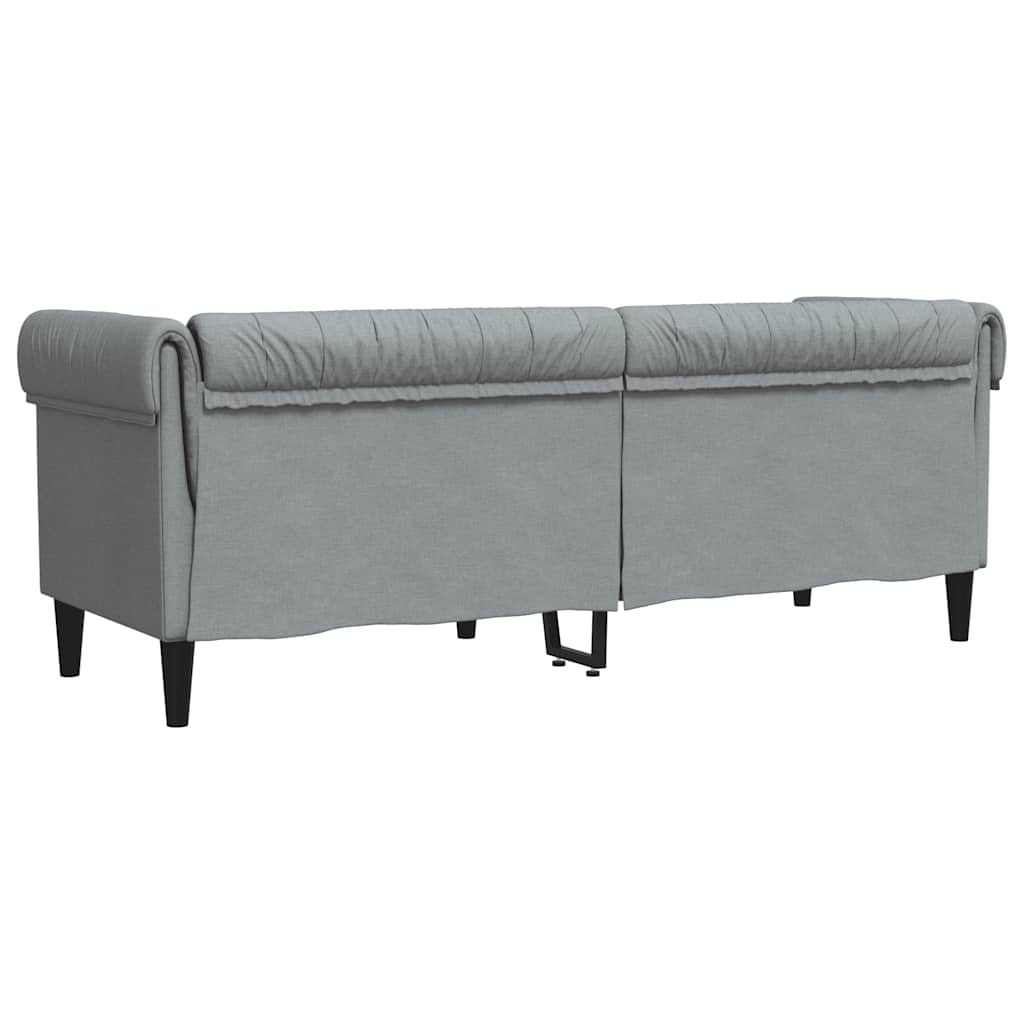 Divano Chesterfield a 3 Posti Grigio Chiaro in Tessuto - homemem39