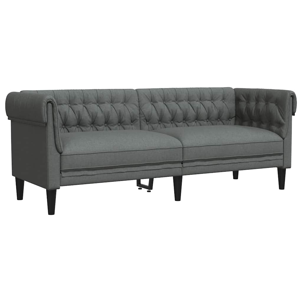 Divano Chesterfield a 3 Posti Grigio Scuro in Tessuto | homemem39