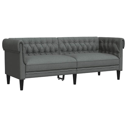 Divano Chesterfield a 3 Posti Grigio Scuro in Tessuto | homemem39
