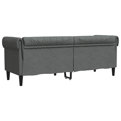 Divano Chesterfield a 3 Posti Grigio Scuro in Tessuto - homemem39