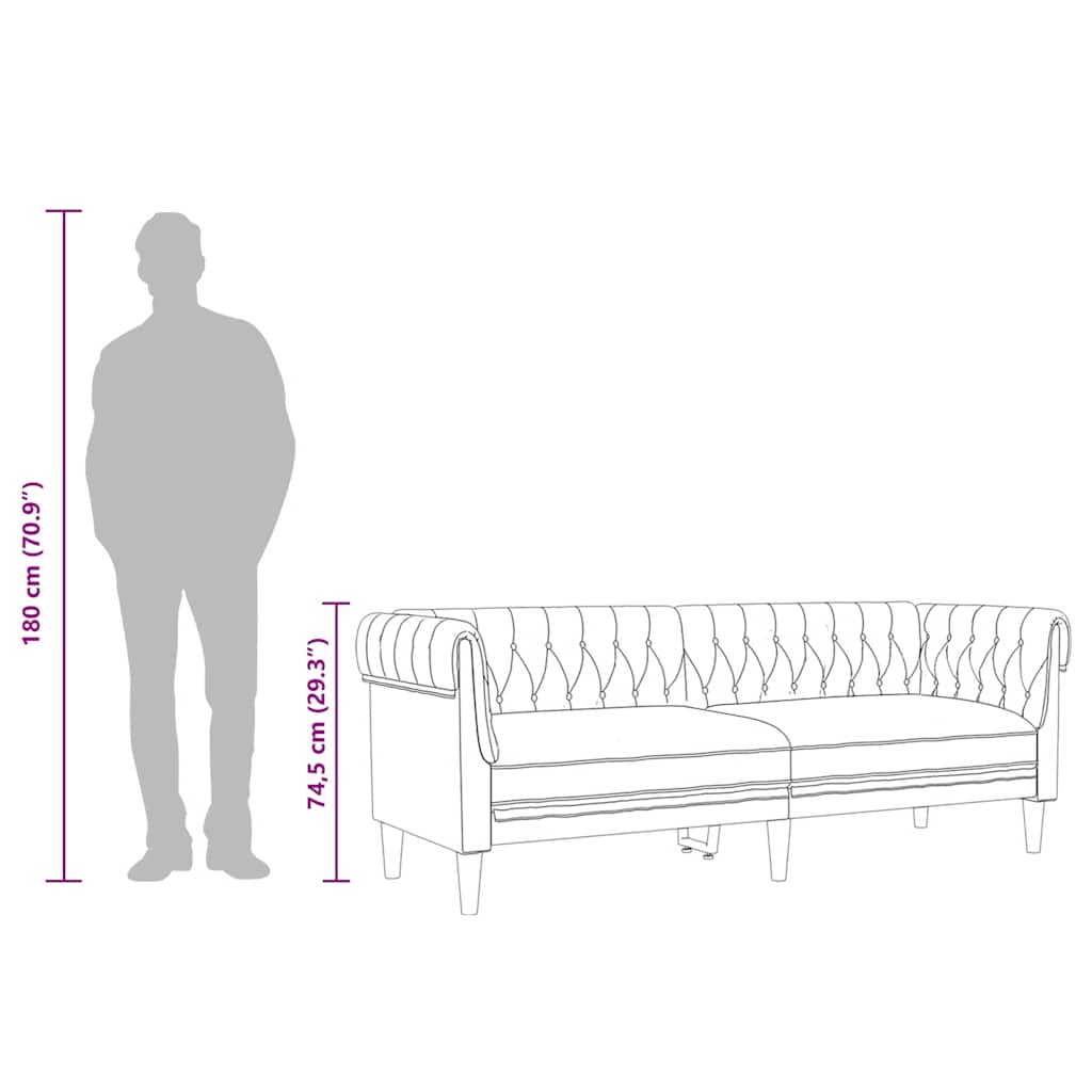 Divano Chesterfield a 3 Posti Grigio Scuro in Tessuto | homemem39