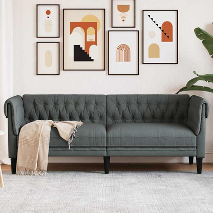 Divano Chesterfield a 3 Posti Grigio Scuro in Tessuto | homemem39