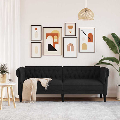 Divano Chesterfield a 3 Posti Nero in Tessuto | homemem39